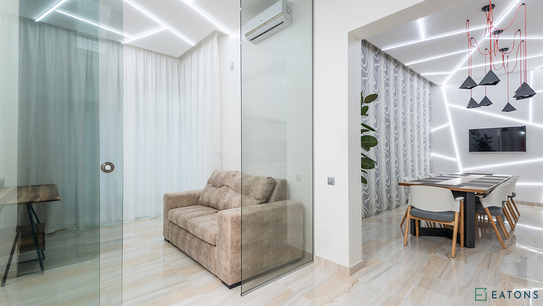 Install glass partition walls